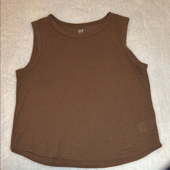 Gap linen blend tank brazen brown women’s size medium - Picture 2 of 7